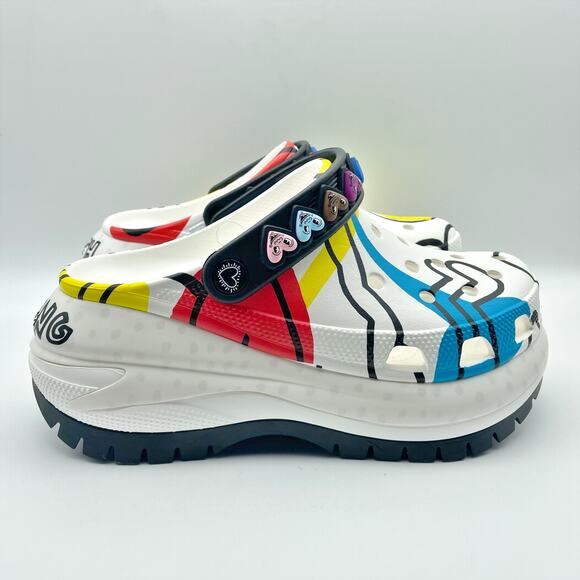 Crocs Unisex Keith Haring Mega Crush Clogs M6 W8 EU 38-39 White Black NWT - Picture 4 of 14